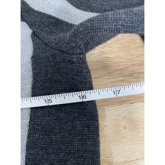Athleta Black Gray Striped Wool Blend LS Knit Sweater Midi Dress Womens Size XS - Picture 10 of 12